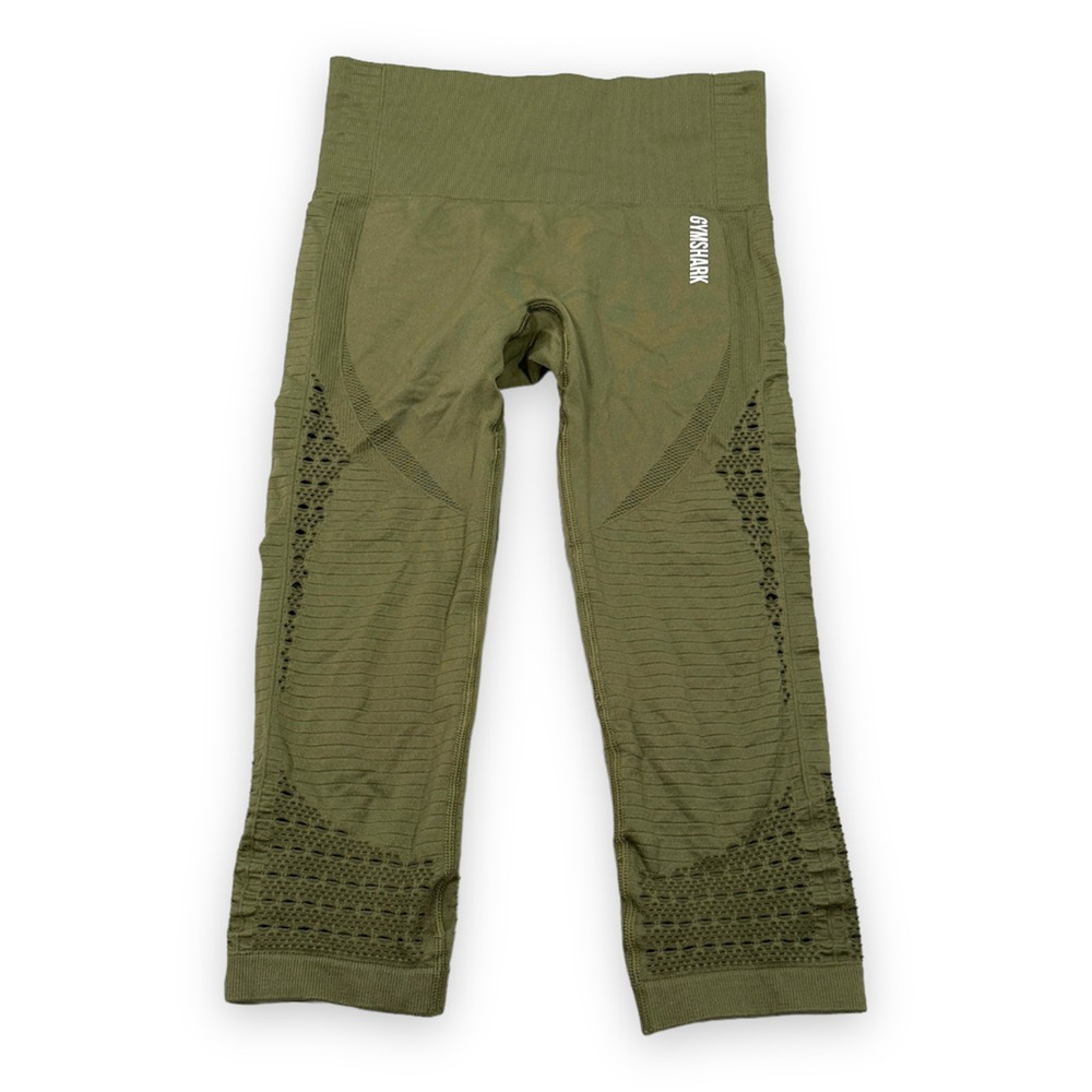 Gymshark Energy Seamless Leggings Womens‎ Small Green Compression Pants Cutout